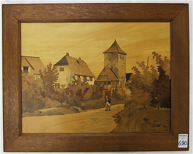 Appraisal: PAUL LOUIS SPINDLER MARQUETRY PANEL French - Dambach-la-Ville in north-eastern