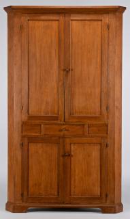 Appraisal: East TN Blind Door Corner Cupboard Greene County Tennessee walnut