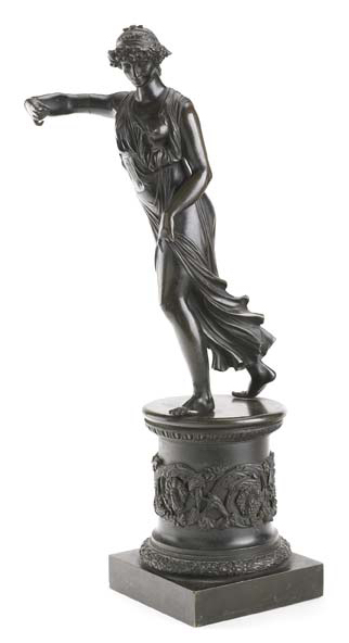 Appraisal: A TH CENTURY FRENCH SCHOOL CLASSICAL WOMAN Bronze the loosely