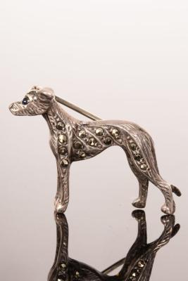 Appraisal: A marcasite brooch modelled as a whippet set in silver