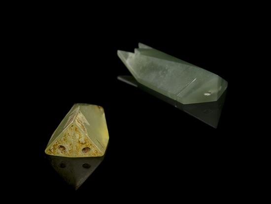 Appraisal: Sale Lot Two Archaistic Jade Cicada Toggles one of an