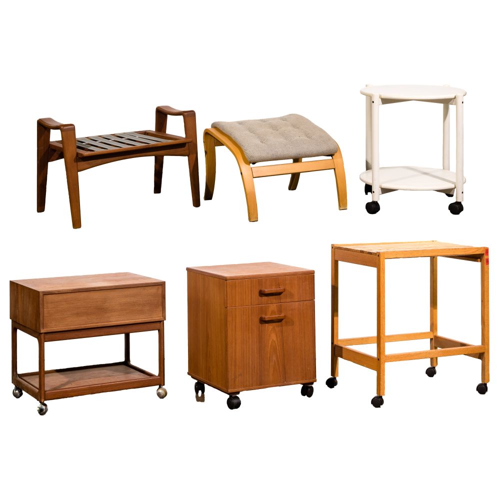 Appraisal: DANISH MODERN FURNITURE ASSORTMENT wood items including tables including having