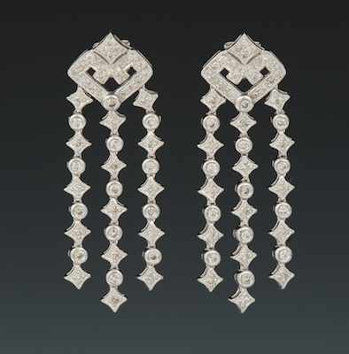 Appraisal: A Pair of k Gold and Diamond Pendant Earrings k