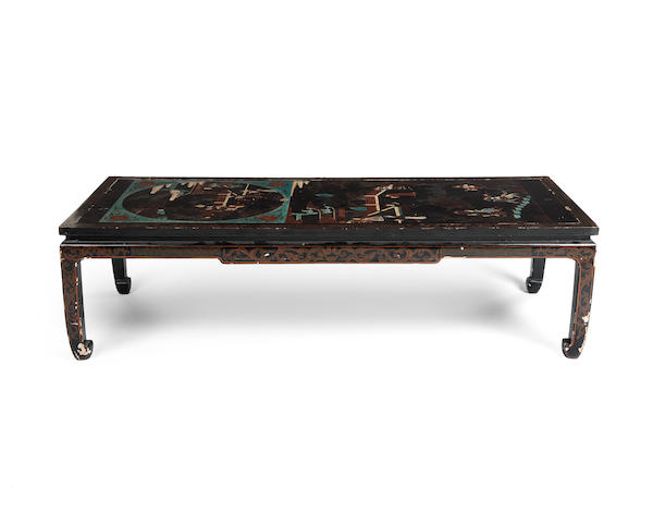 Appraisal: A Chinese Export black lacquer coffee low table the panelled