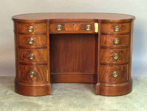 Appraisal: Mahogany kidney desk h w