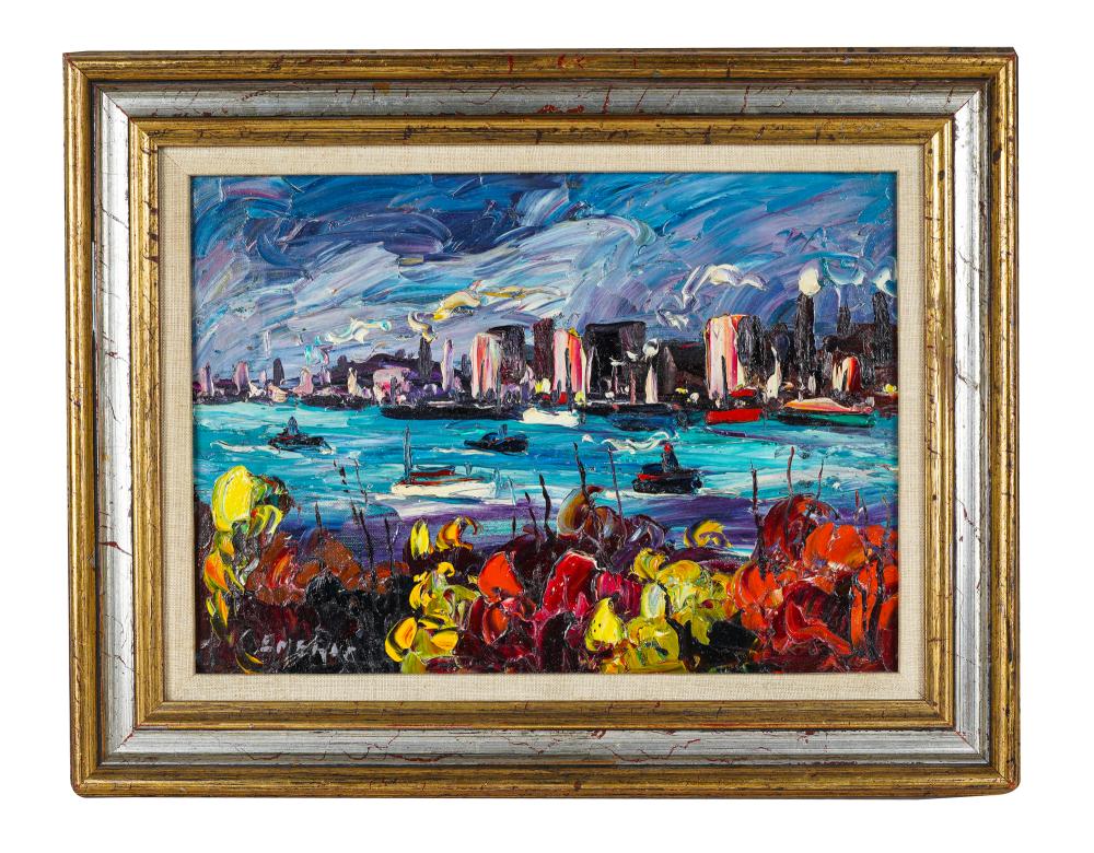 Appraisal: EMERIC SLOW NEW YORK HARBOR dated oil on canvas signed