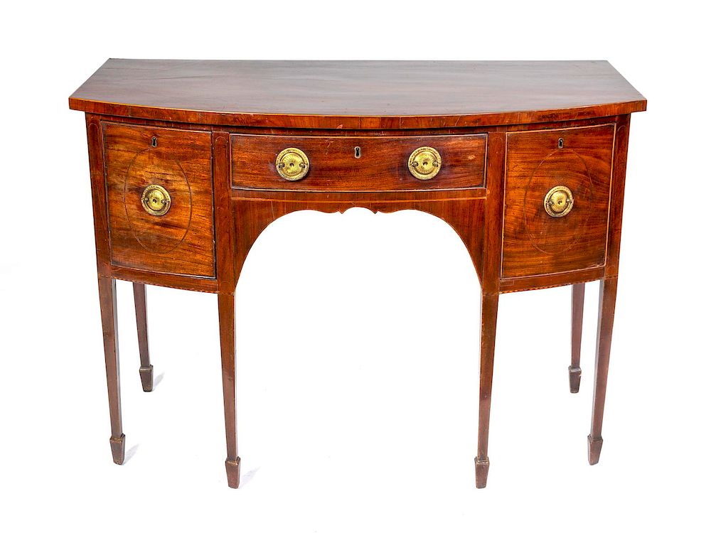 Appraisal: A George III Inlaid Mahogany Bow-front Sideboard Height x width