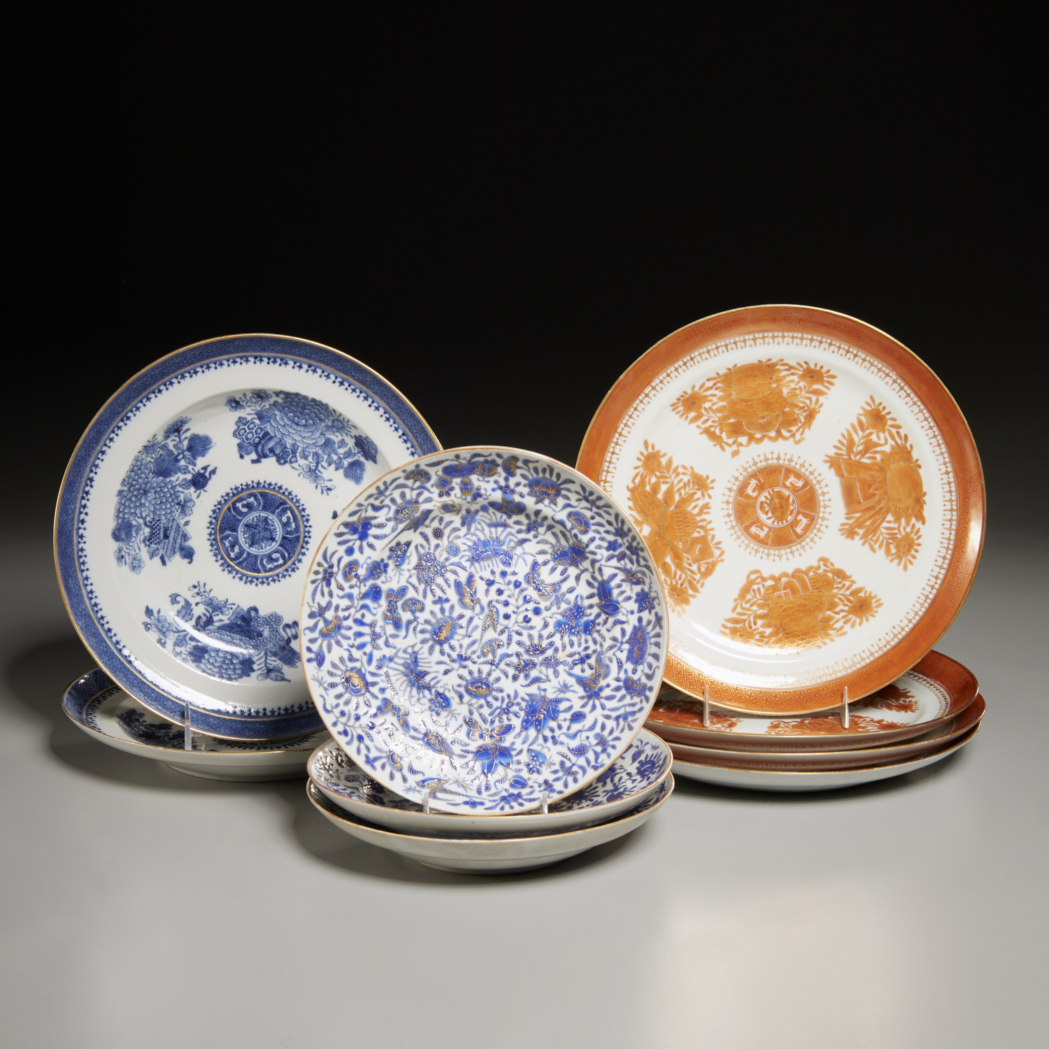 Appraisal: CHINESE EXPORT PORCELAIN DISHES INCL FITZHUGH th c pieces Fitzhugh