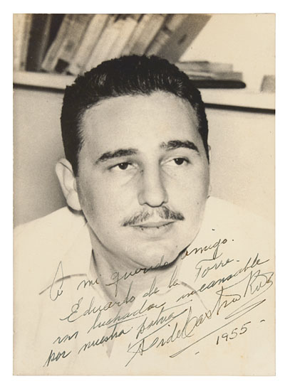 Appraisal: CASTRO FIDEL Photograph Signed Fidel Castro Ruz and Inscribed To