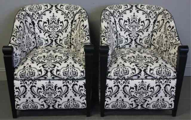 Appraisal: Pair of Midcentury Upholstered Club Chairs From a New Haven