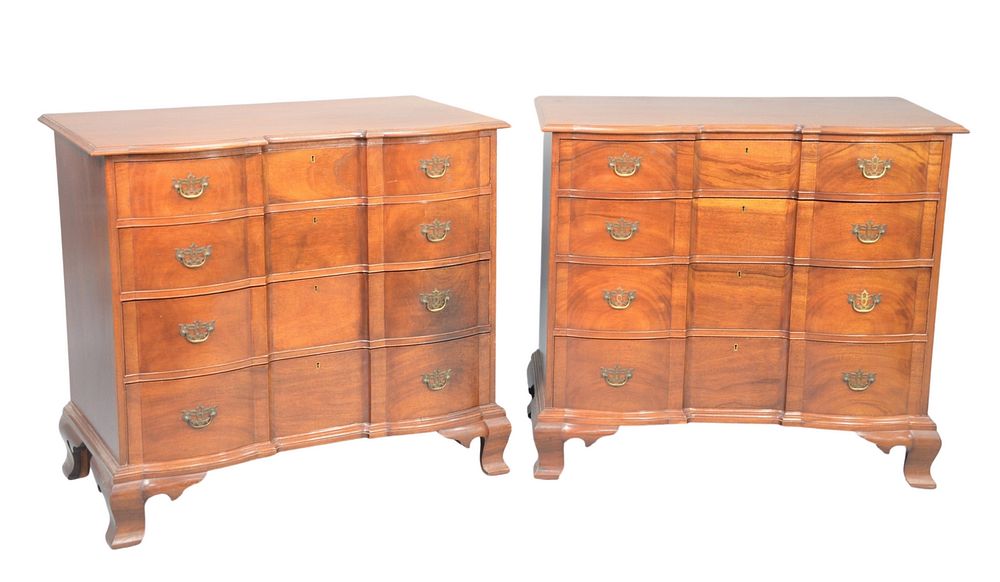 Appraisal: Pair of Margolis Mahogany Block Front Chests each with shaped