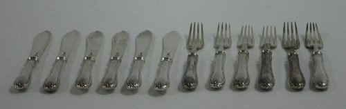 Appraisal: Six pairs of fish knives and forks Mappin Webb Sheffield