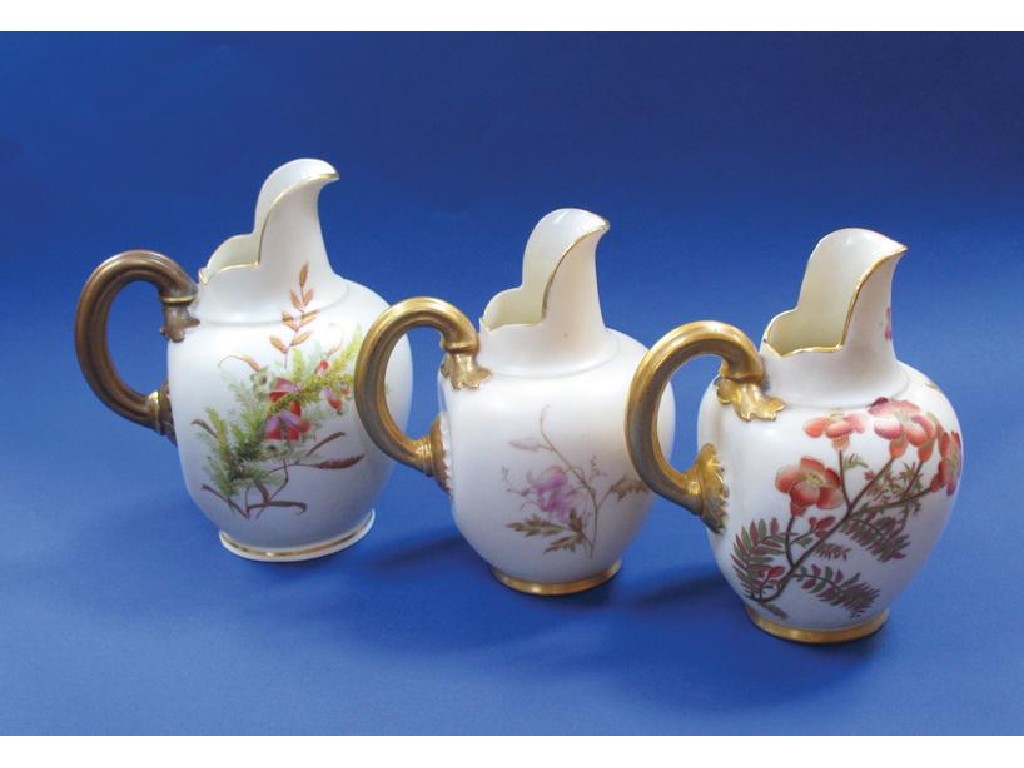 Appraisal: A ROYAL WORCESTER BLUSH IVORY FLAT SIDED JUG with gilt