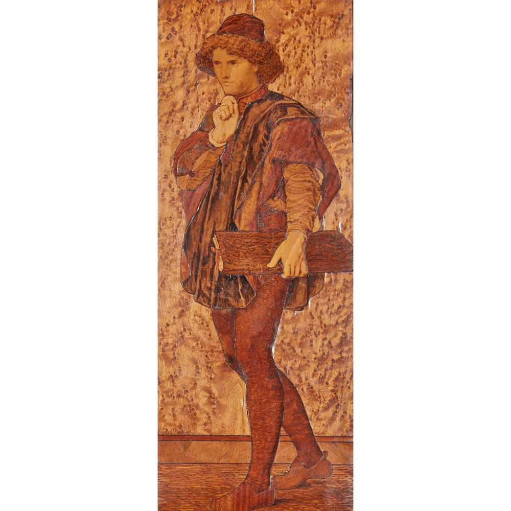 Appraisal: JAMES F F CAMM ARTS CRAFTS MARQUETRY PANEL DATED painted