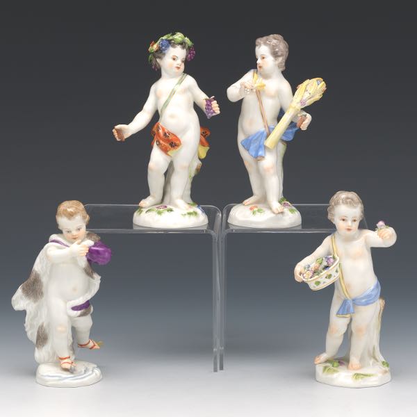 Appraisal: MEISSEN PORCELAIN FOUR SEASONS CHERUB FIGURES Four porcelain figurines of