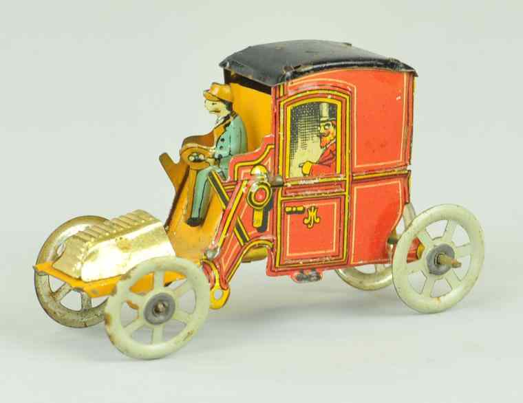 Appraisal: EARLY MEIER TAXI CAB Red cab depicts gentleman and family