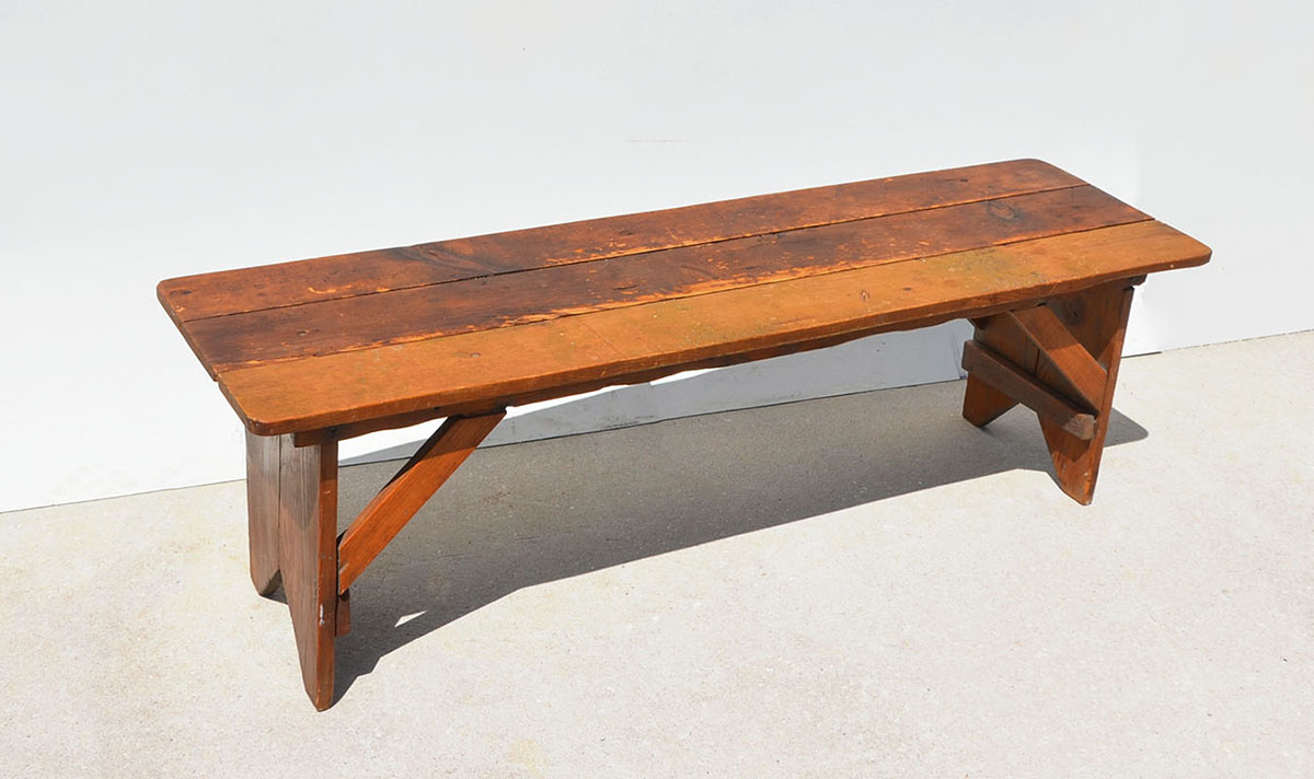 Appraisal: COUNTRY PINE BENCH '' h '' w '' d CONDITION