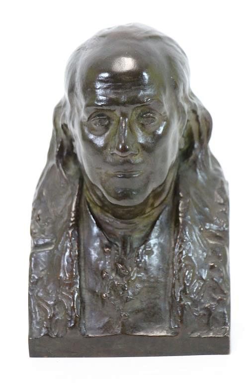 Appraisal: BOYLE John Joseph Bronze Bust of Benjamin Franklin Incised signature