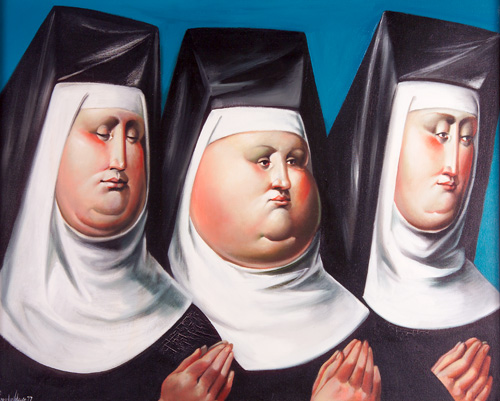 Appraisal: Leandro Velasco Columbian b Three Nuns oil on Canvas framed