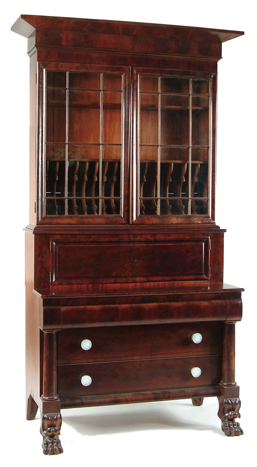 Appraisal: FINE FOUR PART MAHOGANY SECRETARY Top section is removable with