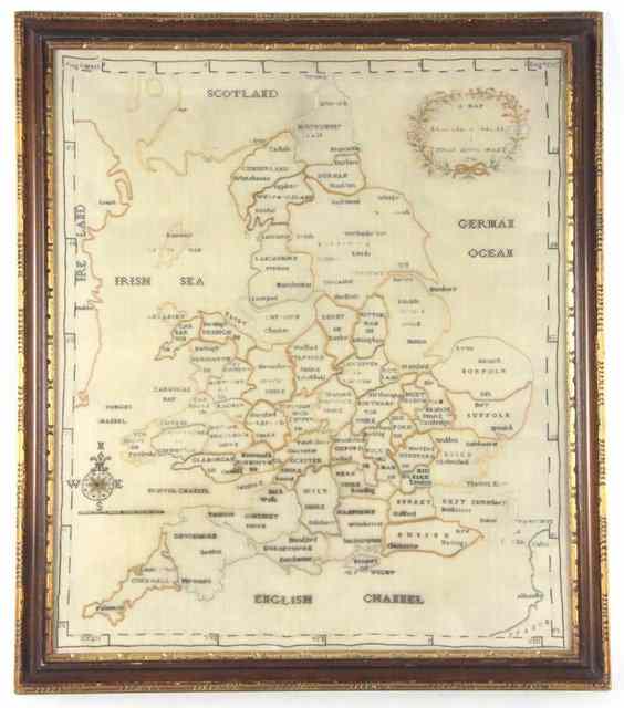 Appraisal: A George III needlework map of England and Wales worked