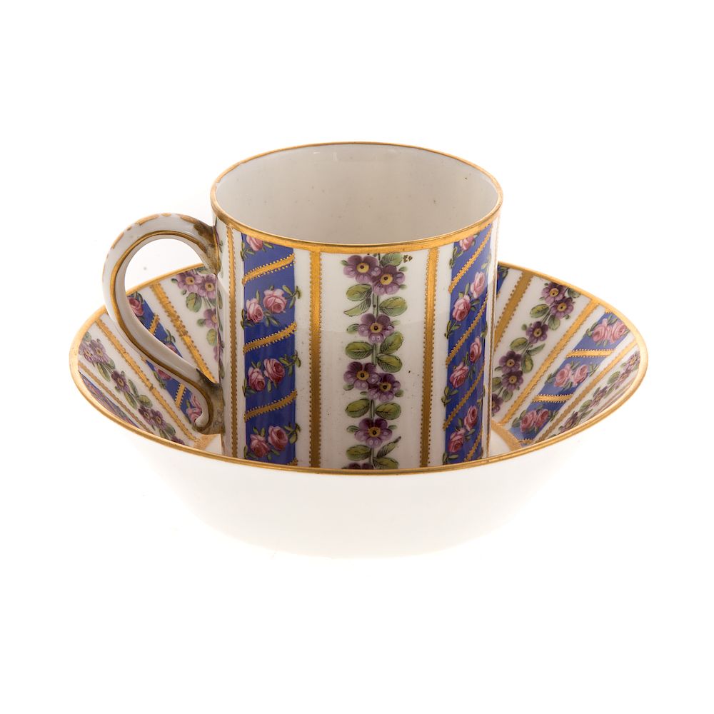 Appraisal: Sevres floral decorated cup and saucer second half- th century