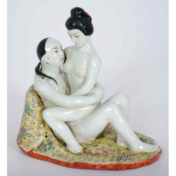 Appraisal: Chinese Erotic Porcelain Sculpture Chinese An erotic porcelain sculpture in