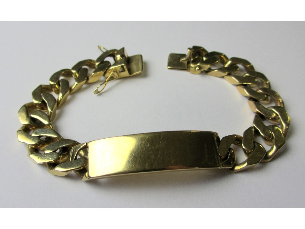 Appraisal: A nine carat gold ID bracelet approximately gms