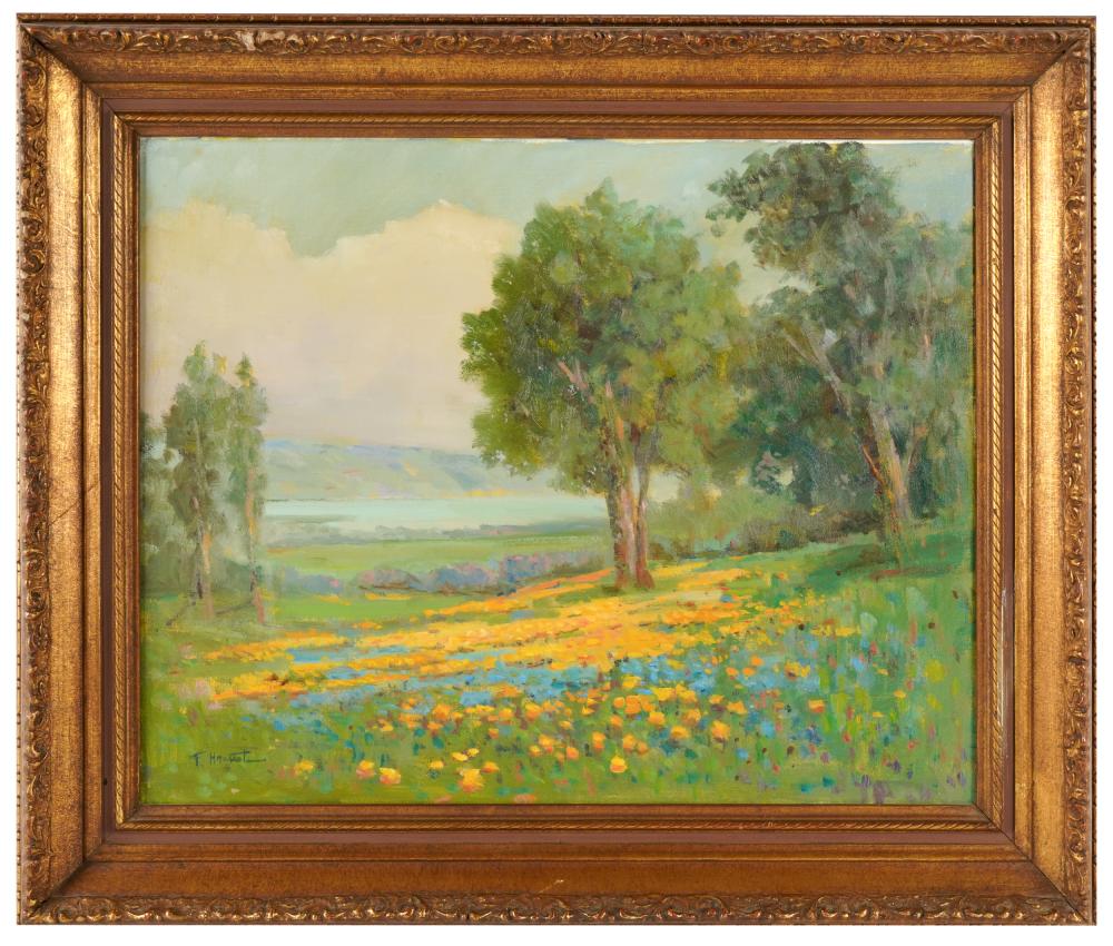 Appraisal: FELICE HROVAT CALIFORNIA POPPIES LANDSCAPEoil on canvas signed lower left