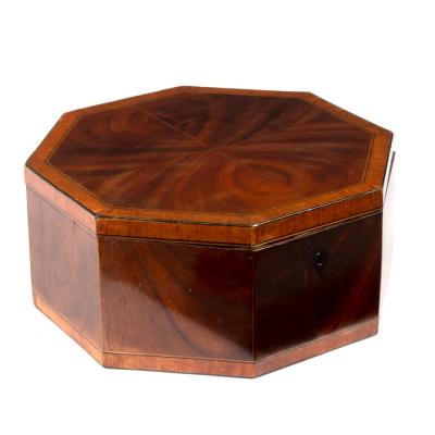 Appraisal: A th Century mahogany and crossbanded octagonal box the hinged