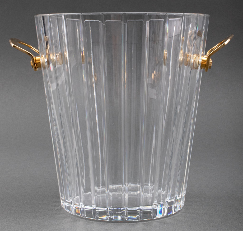 Appraisal: BACCARAT CRYSTAL ICE BUCKET Baccarat crystal ice bucket with gold-tone