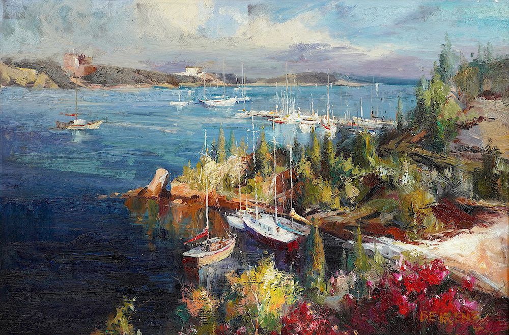 Appraisal: Howard Behrens 'Sailboats in the Harbor' O C Howard Chesner