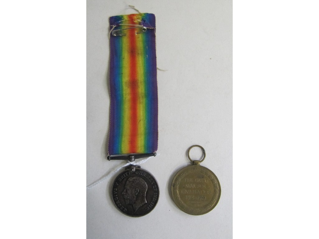 Appraisal: War medal group of two to Pte S Elvin Scots