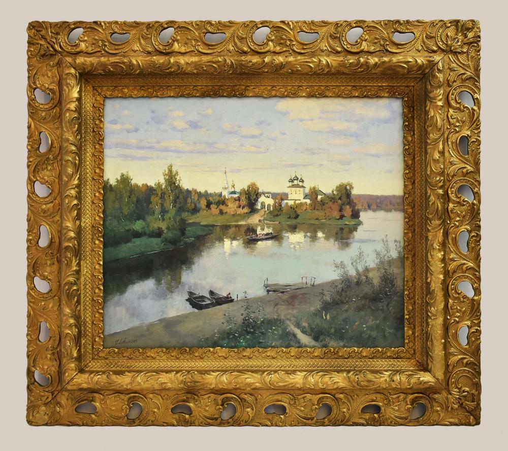 Appraisal: RUSSIAN SCHOOL TH CENTURY Signed Isaak Levitan - River with