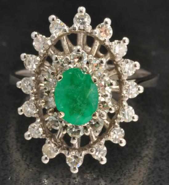 Appraisal: K W Gold Diamond Emerald Ring Description Diamonds ctw Emerald