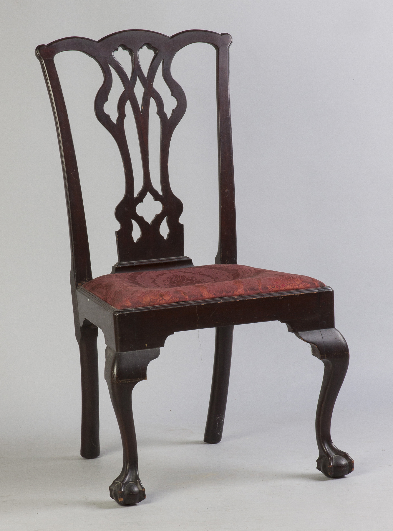 Appraisal: American Chippendale Mahogany Claw Ball Side Chair th cent