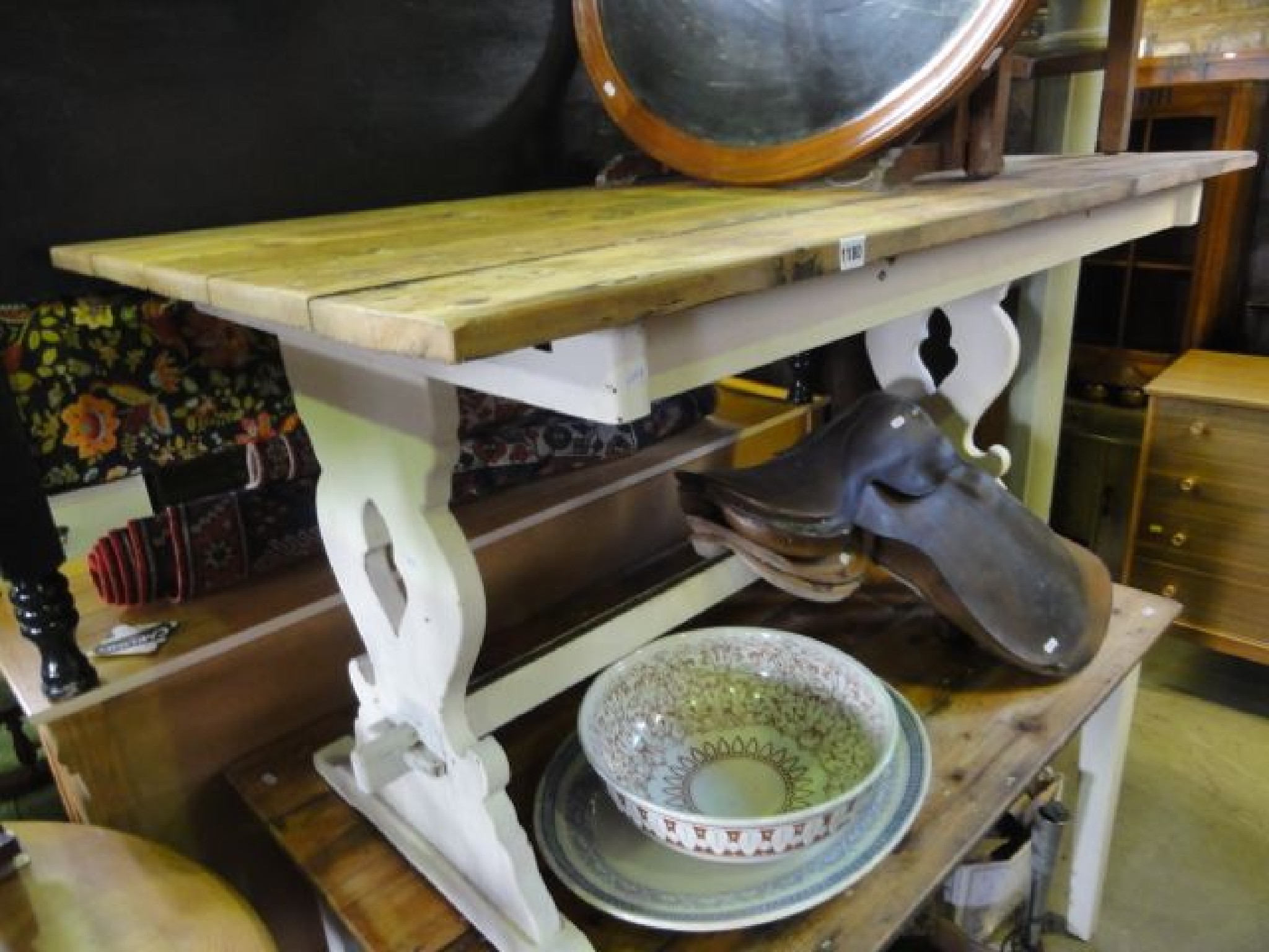 Appraisal: A refectory table the rectangular scrubbed pine plank top raised