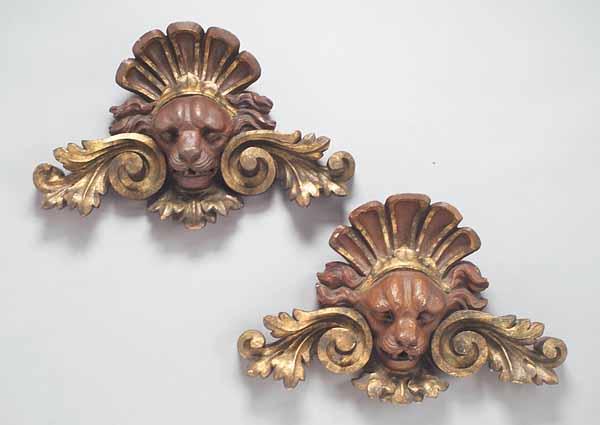 Appraisal: A Pair of Monumental Continental Lion-Head Appliqu s th c