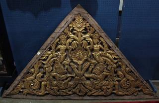 Appraisal: Southeast Asian Architectural Panel Southeast Asian large wooden architectural panel