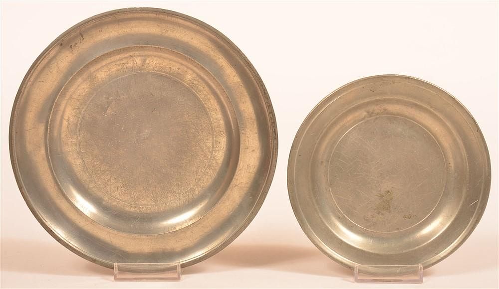 Appraisal: Philadelphia Pewter Plates with Love Birds Two th Century Philadelphia