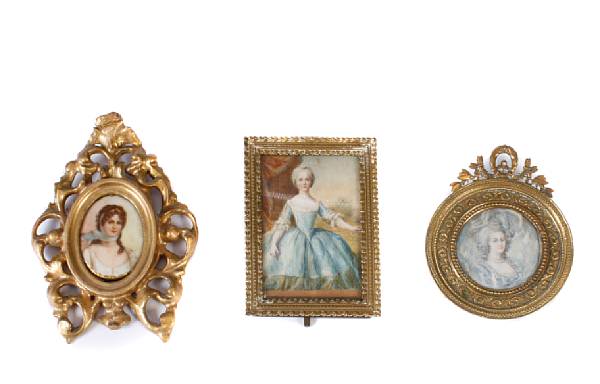 Appraisal: A group of three miniature paintings framed dimensions of largest