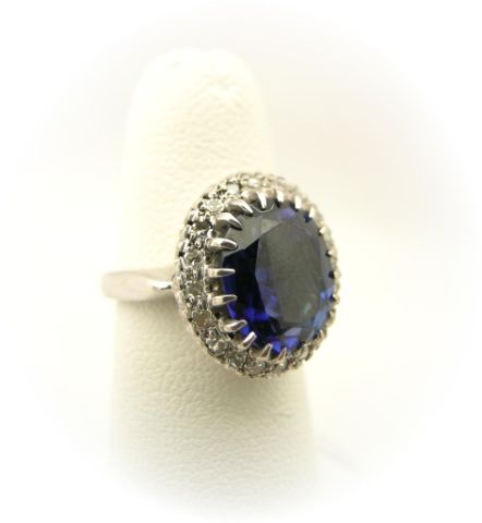 Appraisal: k white gold diamond and sapphire ring with x mm