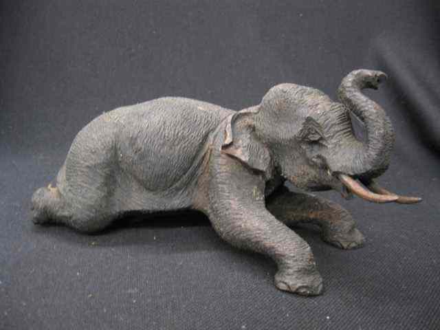 Appraisal: Carved Wooden Elephant Figurine at rest '' long '' tall