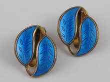 Appraisal: A pair of David Anderson earrings designed as blue enamelled