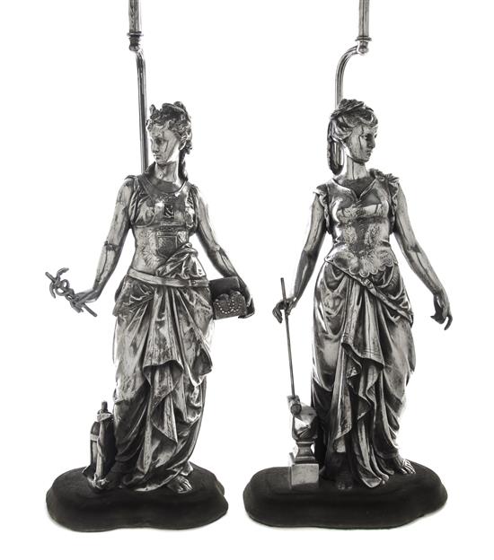 Appraisal: Sale Lot A Pair of Continental Silvered Metal Figures each