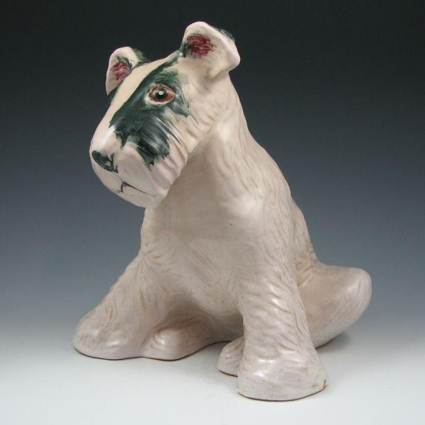 Appraisal: Scarce Weller Terrier dog figural garden ornament Unmarked Restoration to