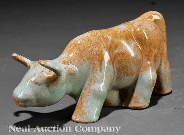 Appraisal: A Shearwater Pottery Figure of a Bull mid- th c