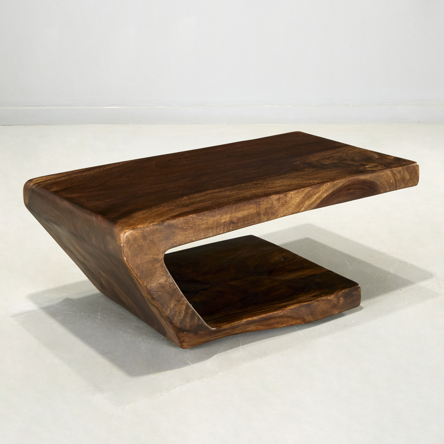 Appraisal: TUCKER ROBBINS 'BALANCE' COFFEE TABLE st c carved acacia wood