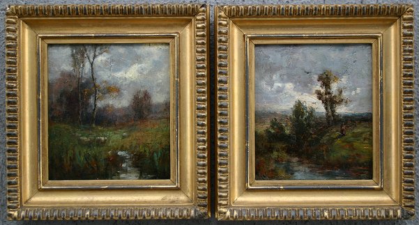 Appraisal: HUNT Fredrick T American th C Pair Miniature Oil Board