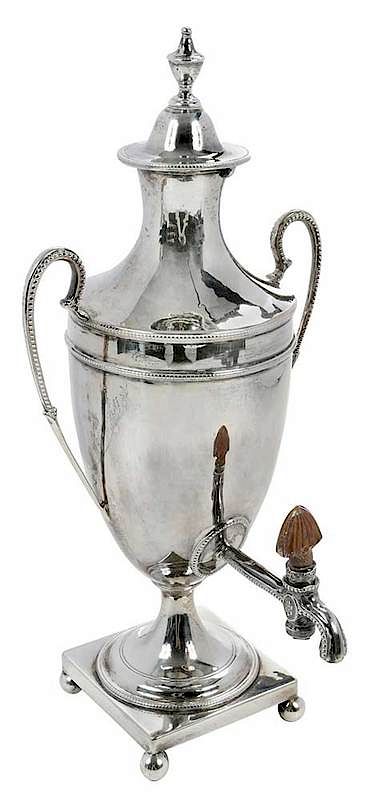 Appraisal: Miniature English Silver Urn London urn form bead borders urn